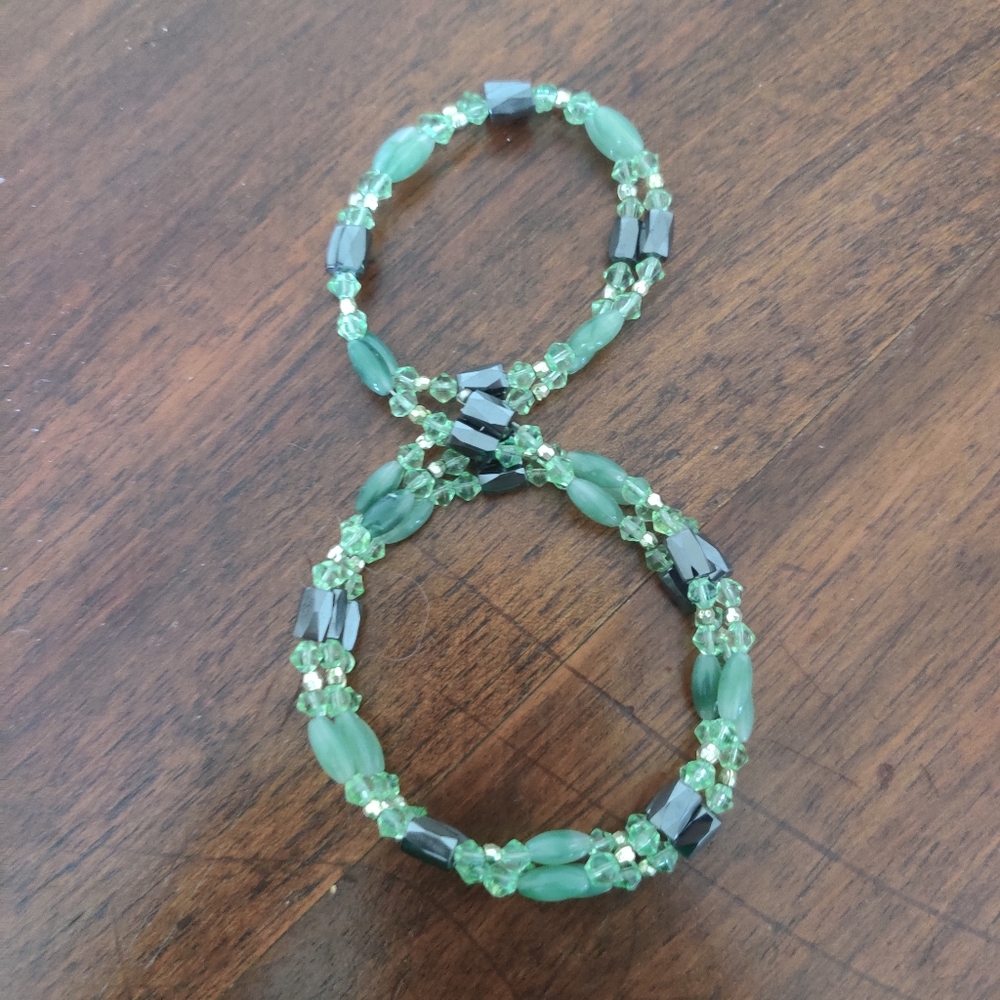 Jade and hematite bracelet/necklace combo